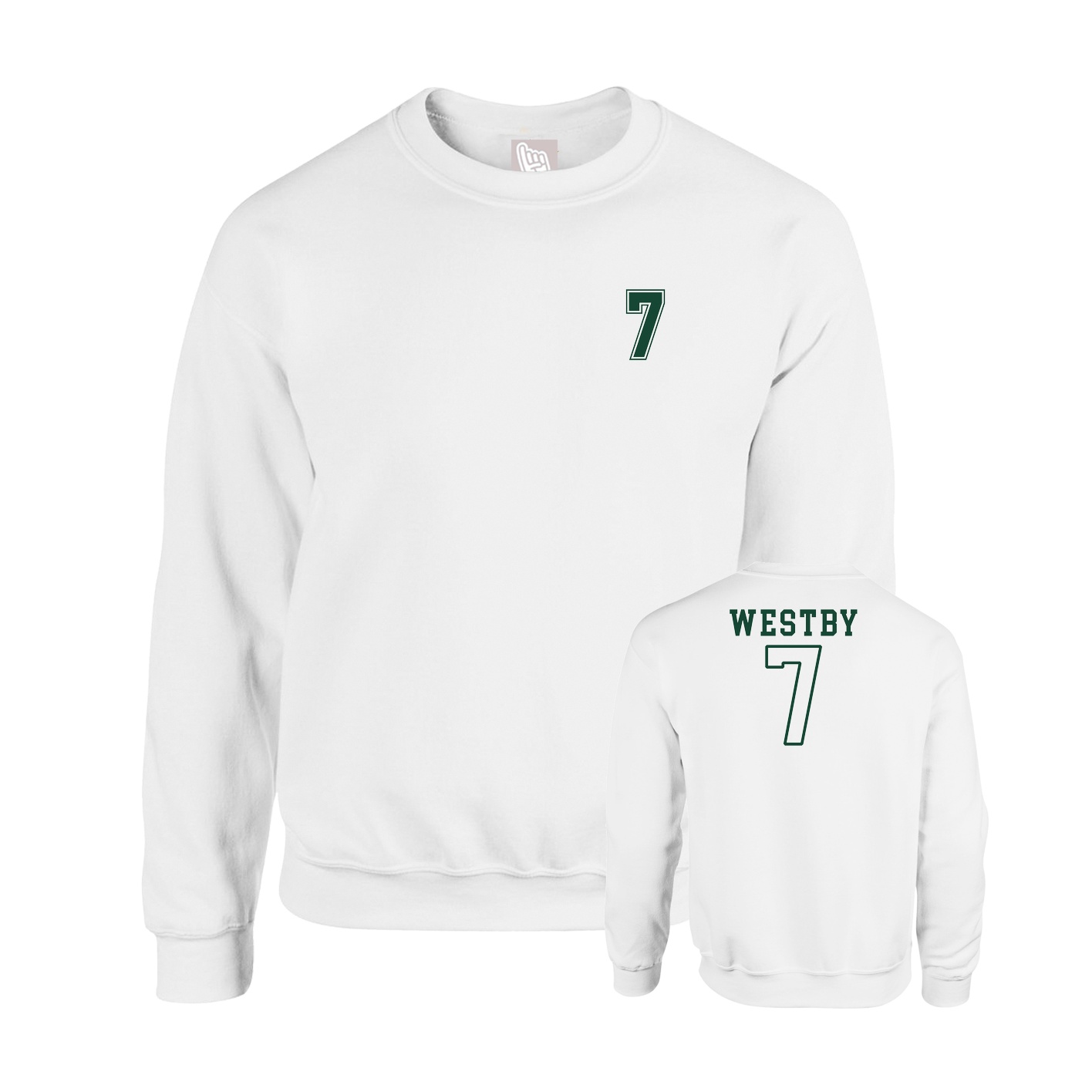 Fleece Crew — Chest Back in White