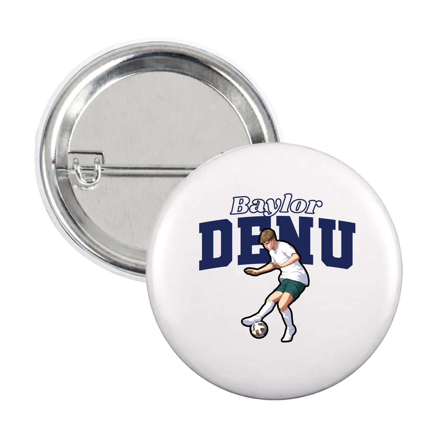 Game Day Button — Name Arch in White