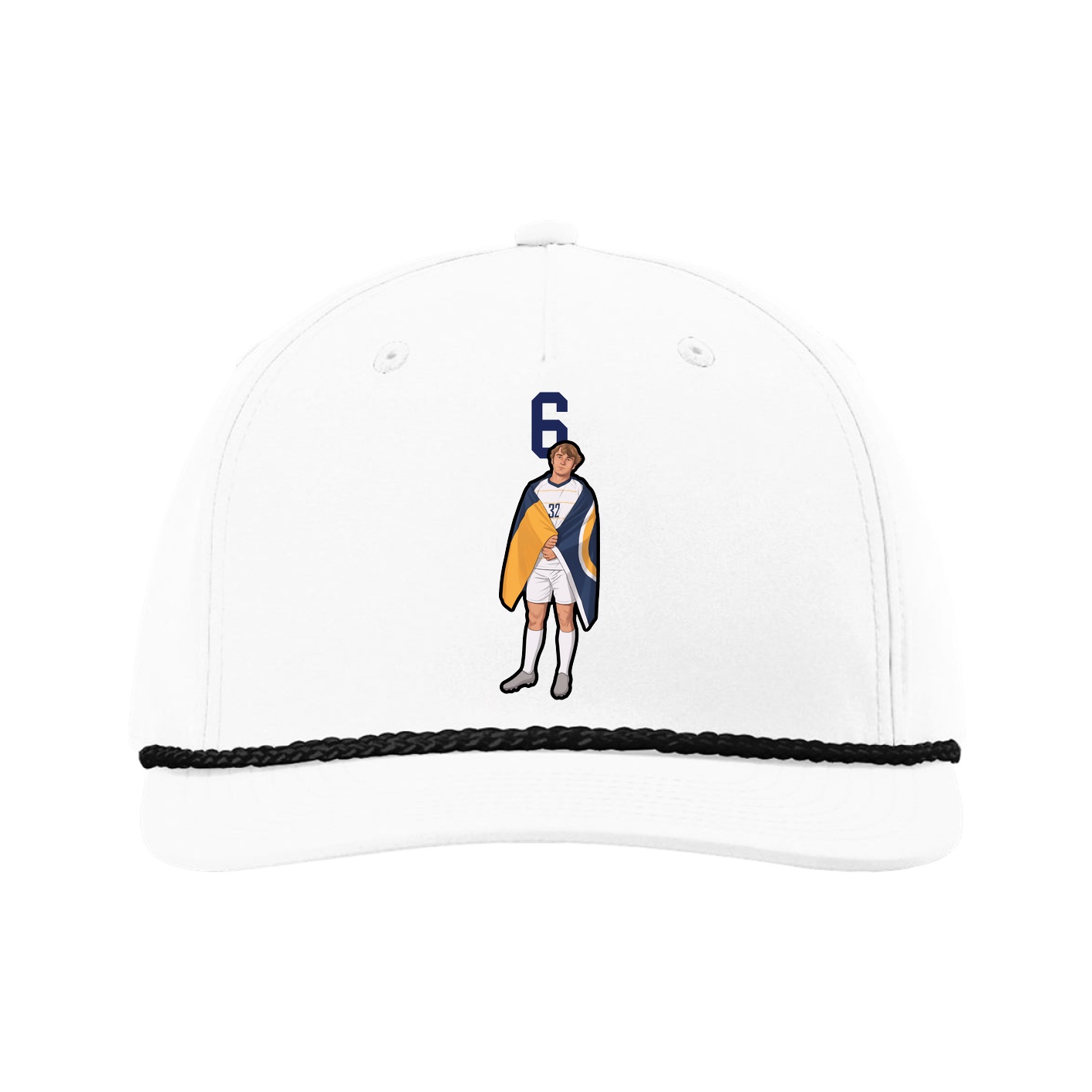 Five-Panel Classic Rope Cap — Number Top in White