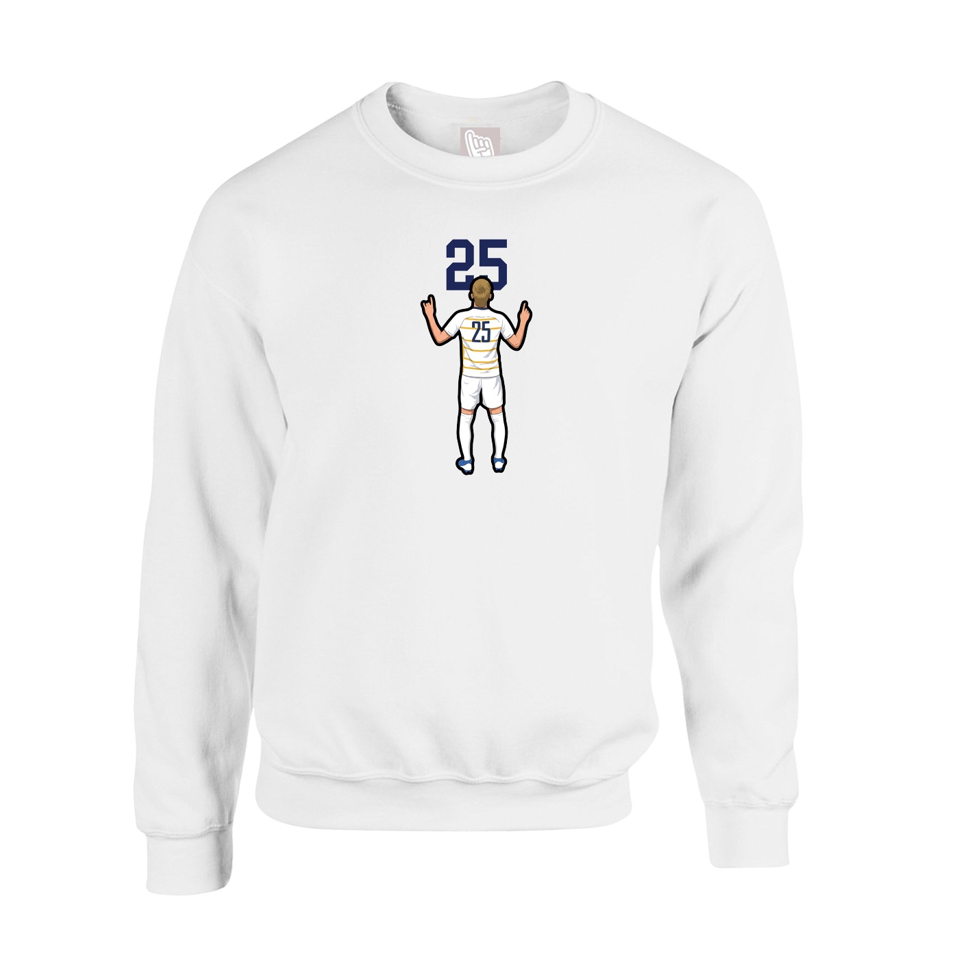 Fleece Crew — Number Top in White