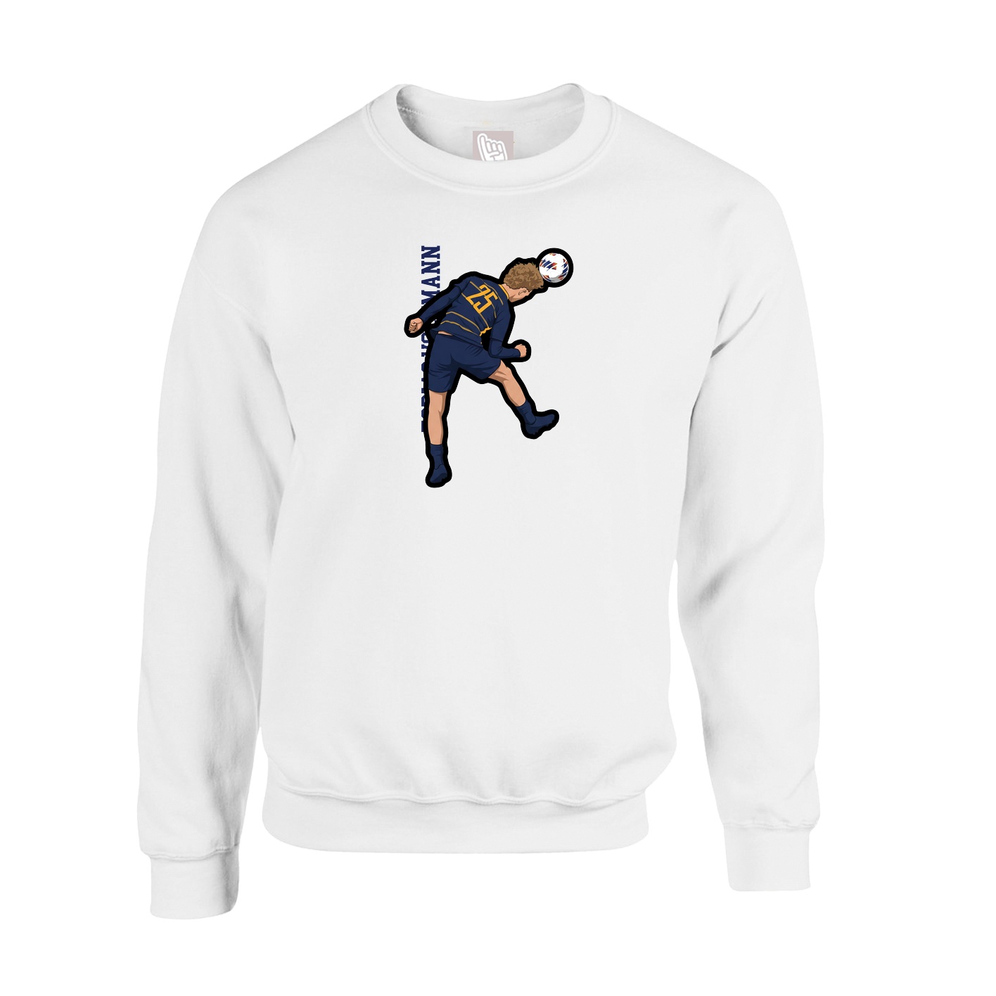 Fleece Crew — Name Vertical in White