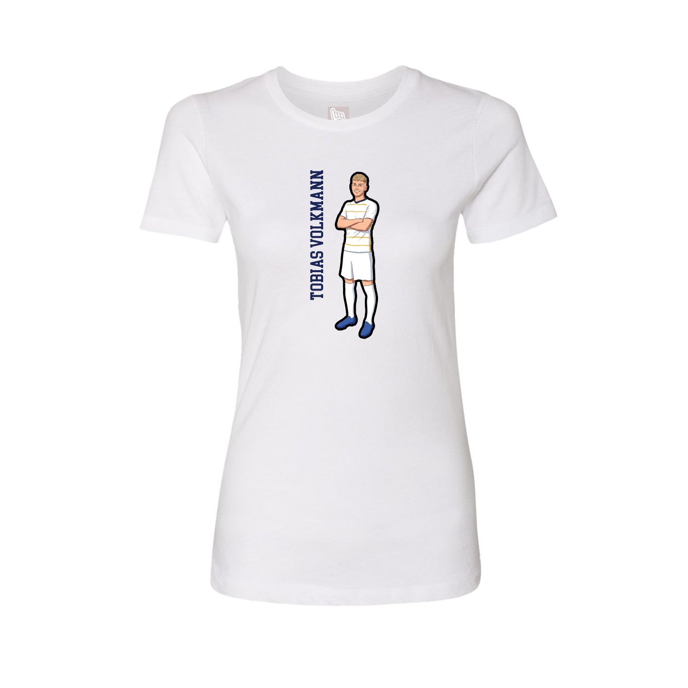 Fitted Women's Tee — Name Vertical in White