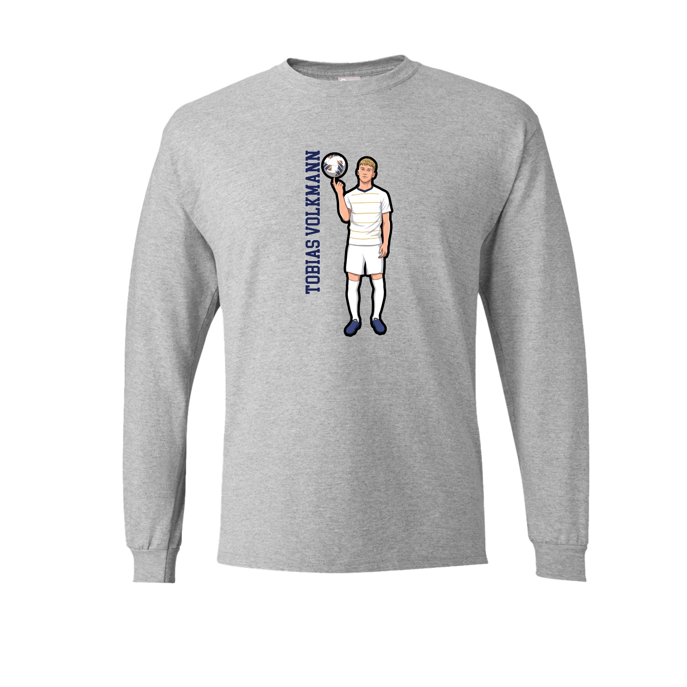 Long Sleeve Tee — Name Vertical in Grey