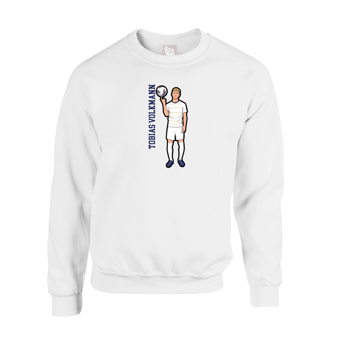 Fleece Crew — Name Vertical in White