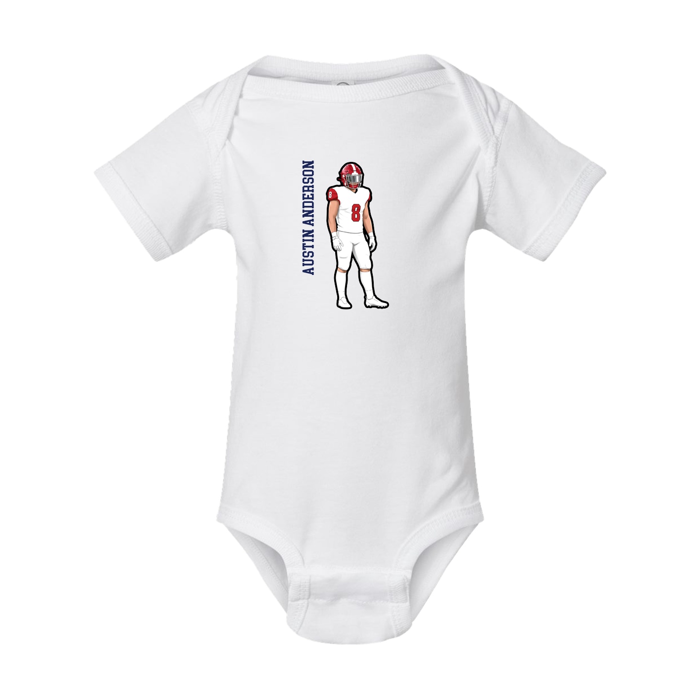 Baby Onesie — Name Vertical in White
