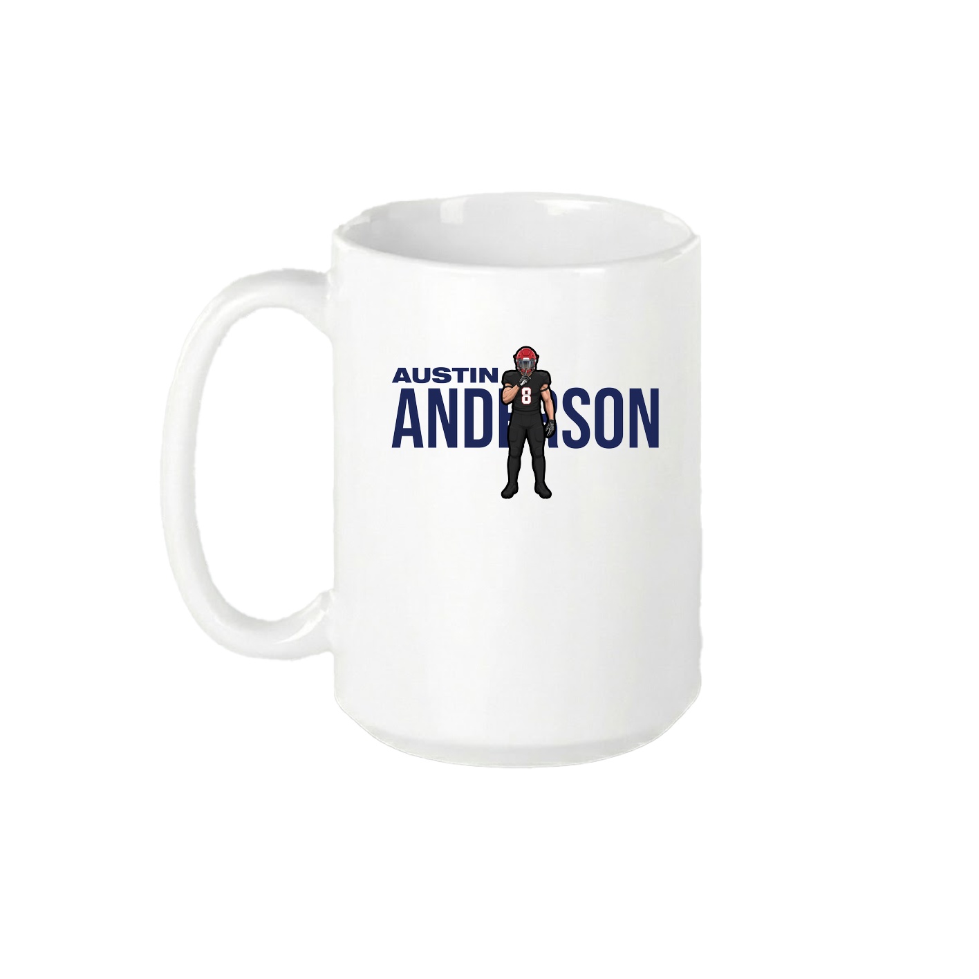 15oz Coffee Mug — Player Name in White