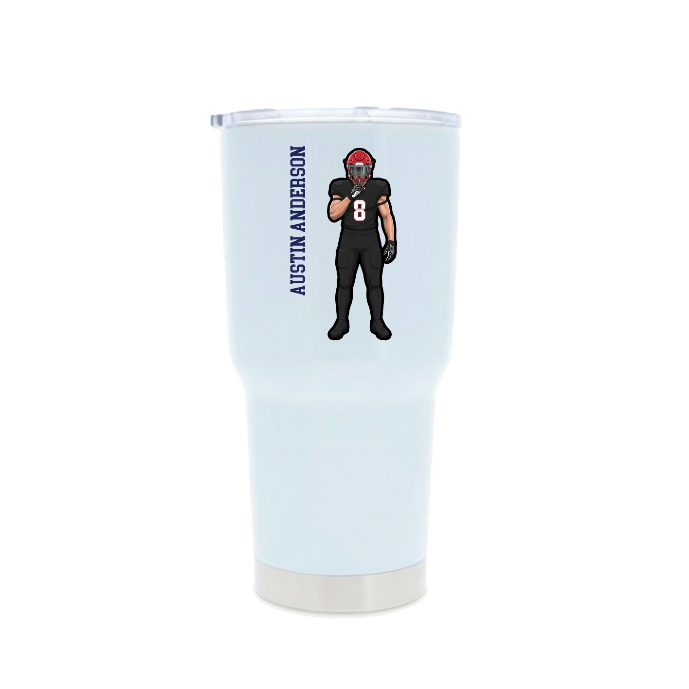 30oz Stainless Steel Tumbler — Name Vertical in White