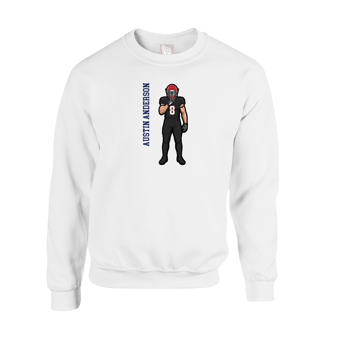 Fleece Crew — Name Vertical in White