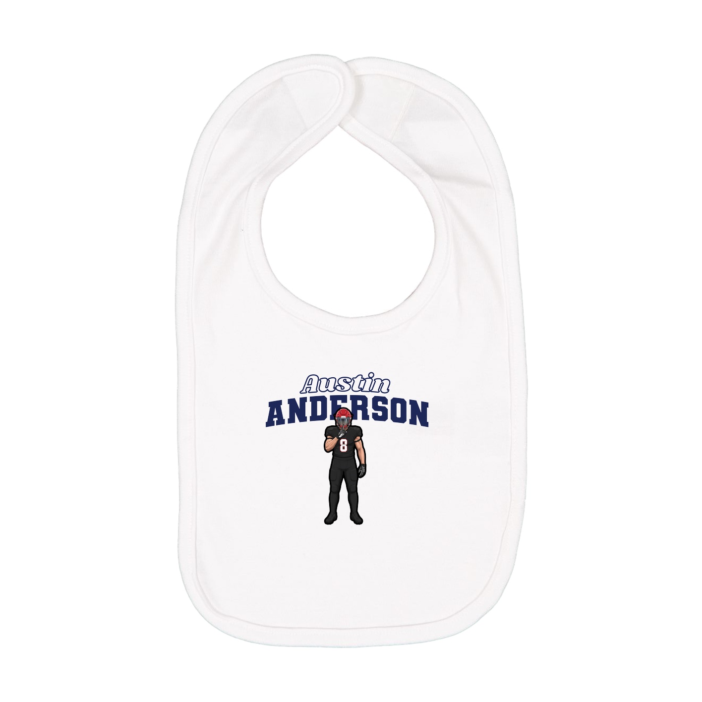 Infant Bib — Name Arch in White