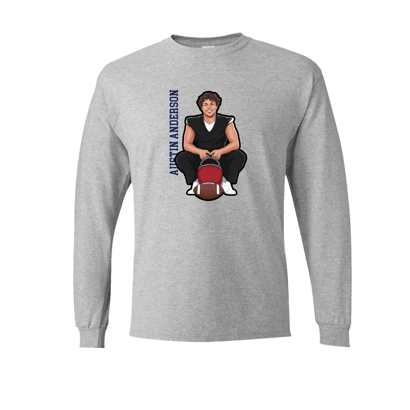 Long Sleeve Tee — Name Vertical in Grey