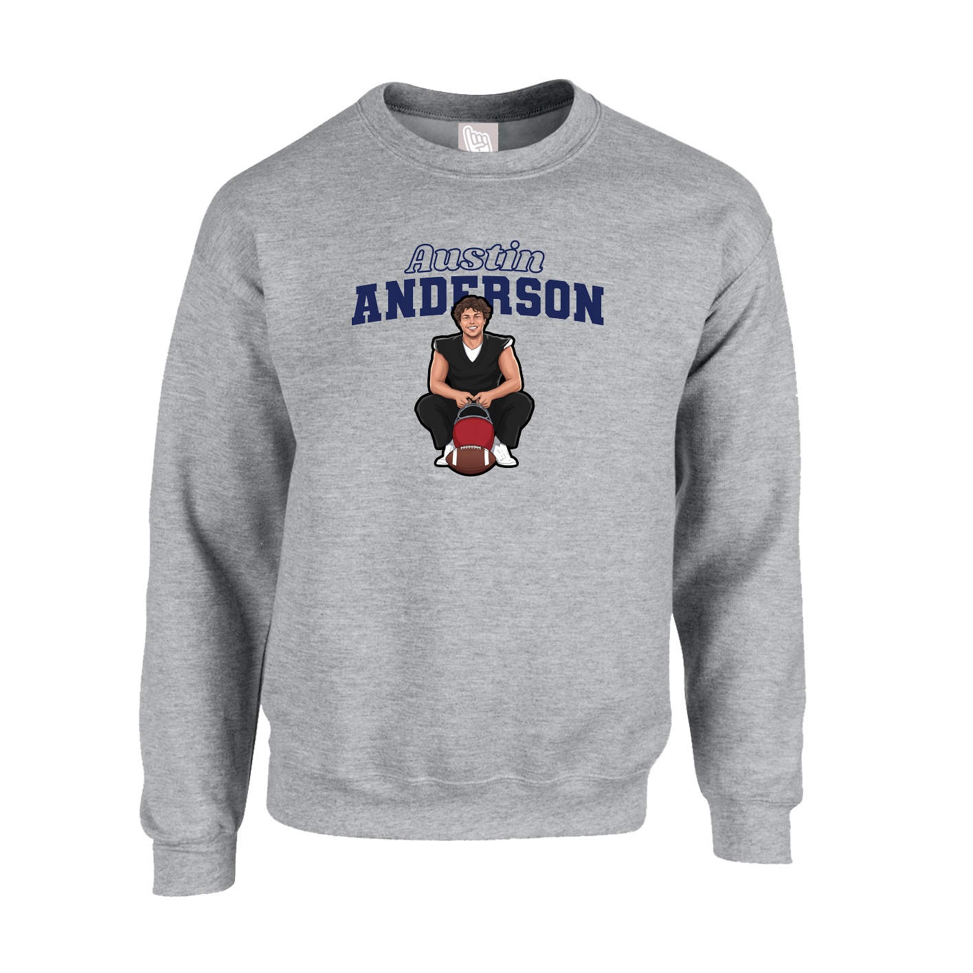 Fleece Crew — Name Arch in Grey
