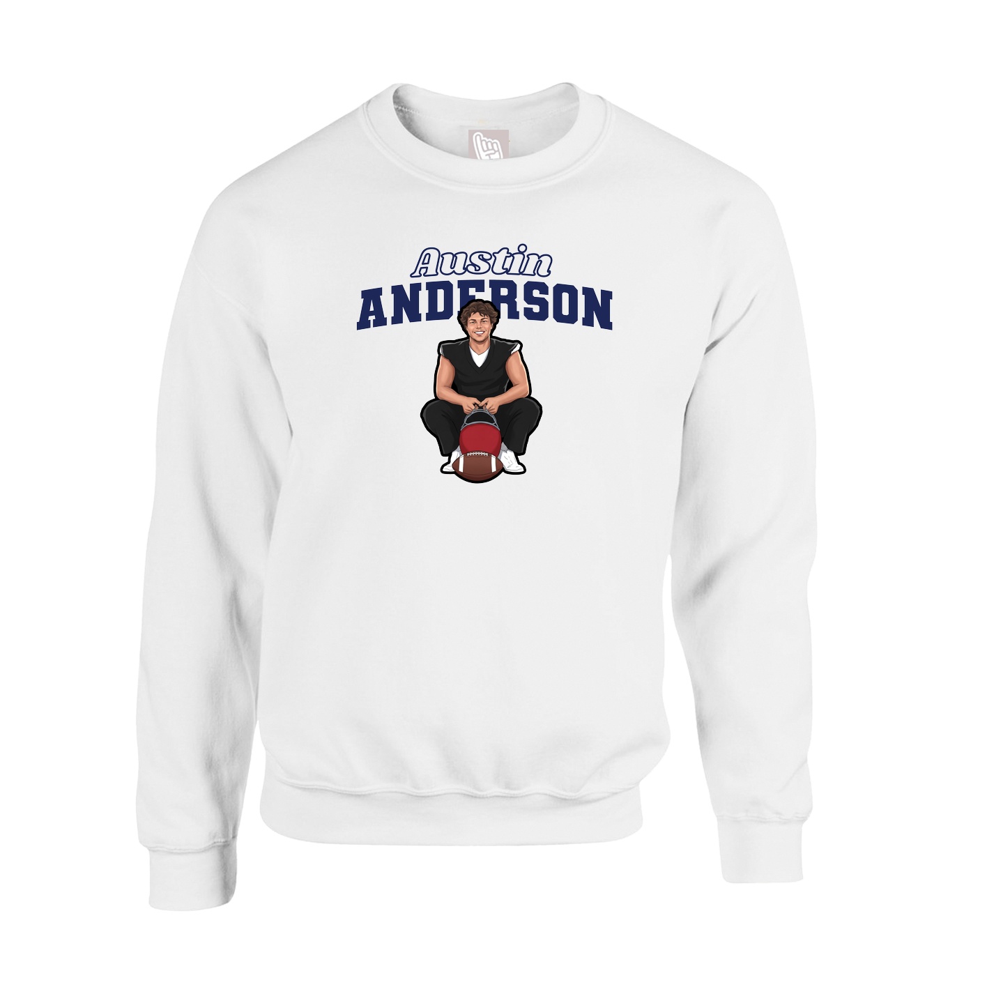 Fleece Crew — Name Arch in White