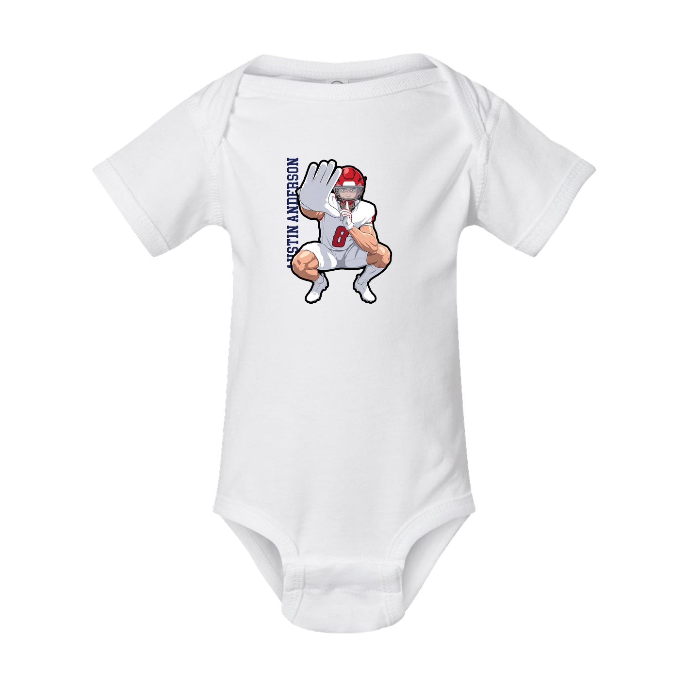 Baby Onesie — Name Vertical in White