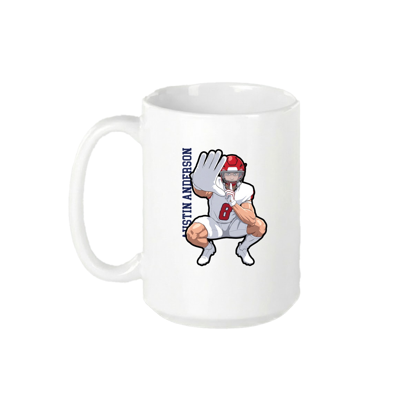 15oz Coffee Mug — Name Vertical in White