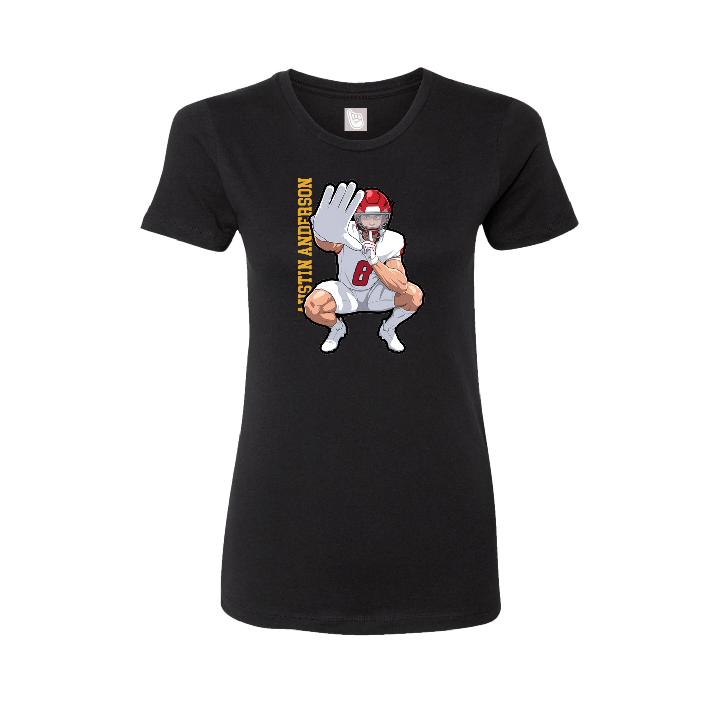 Fitted Women's Tee — Name Vertical in Black