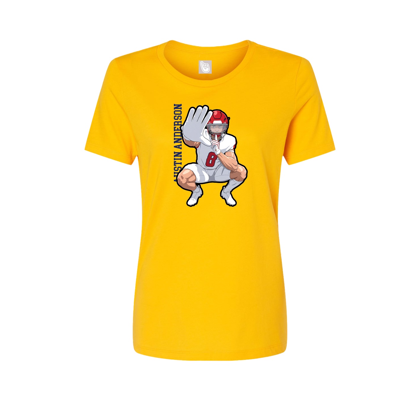 Womens Tee — Name Vertical in Gold