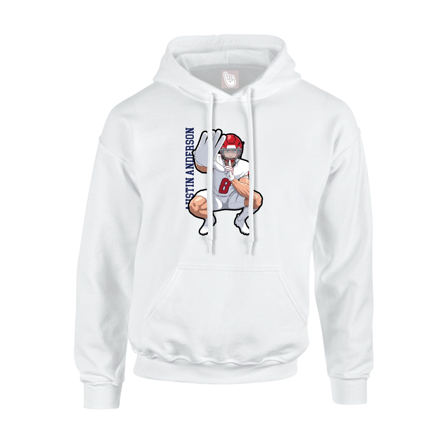 Youth Hoodie — Name Vertical in White