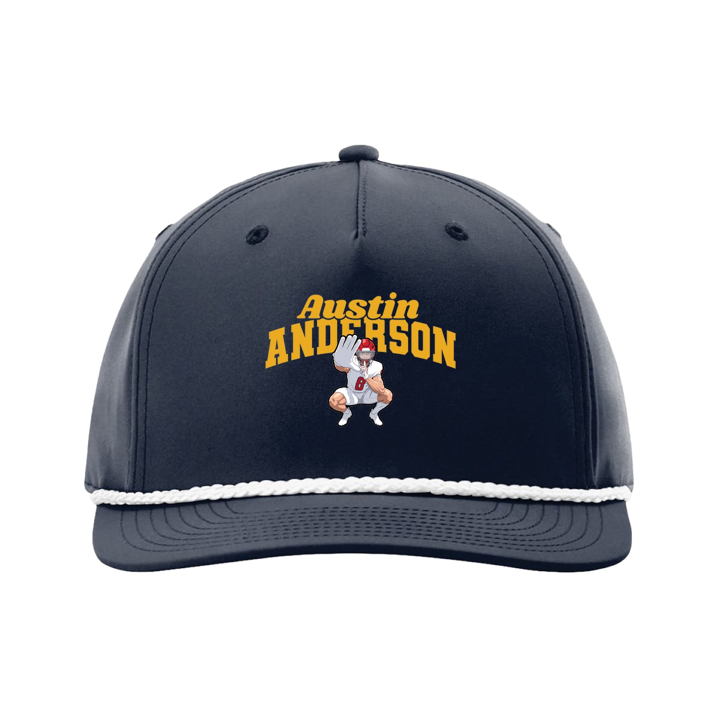 Five-Panel Classic Rope Cap — Signature Arch in Navy