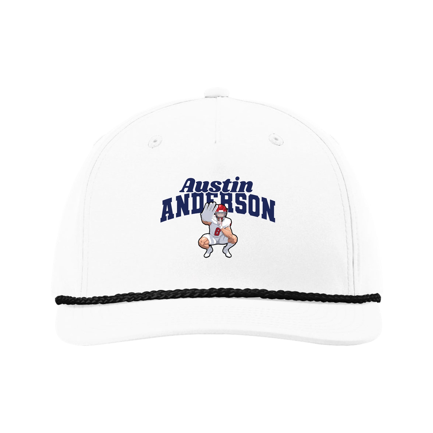 Five-Panel Classic Rope Cap — Signature Arch in White