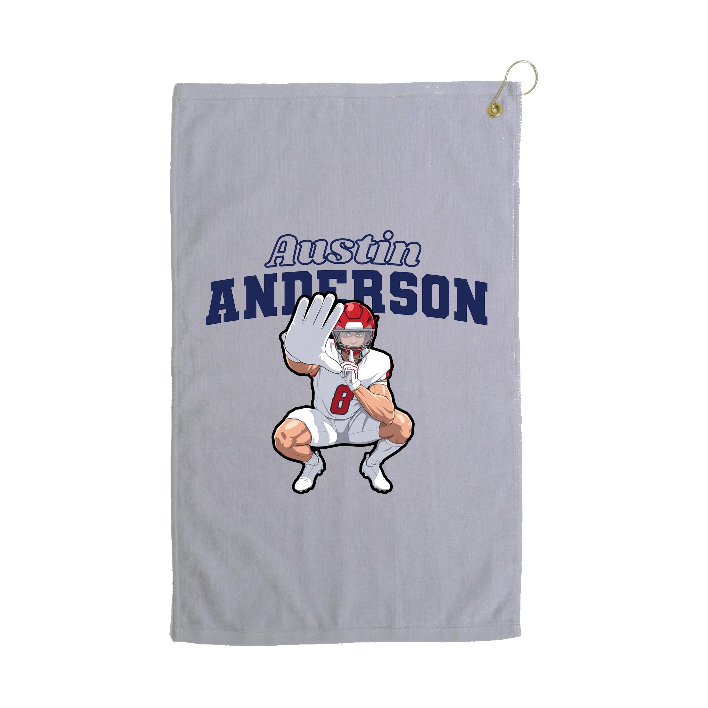 Golf Towel — Name Arch in Grey