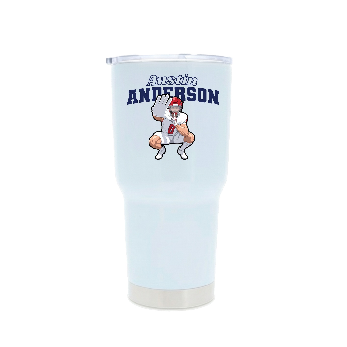 30oz Stainless Steel Tumbler — Name Arch in White