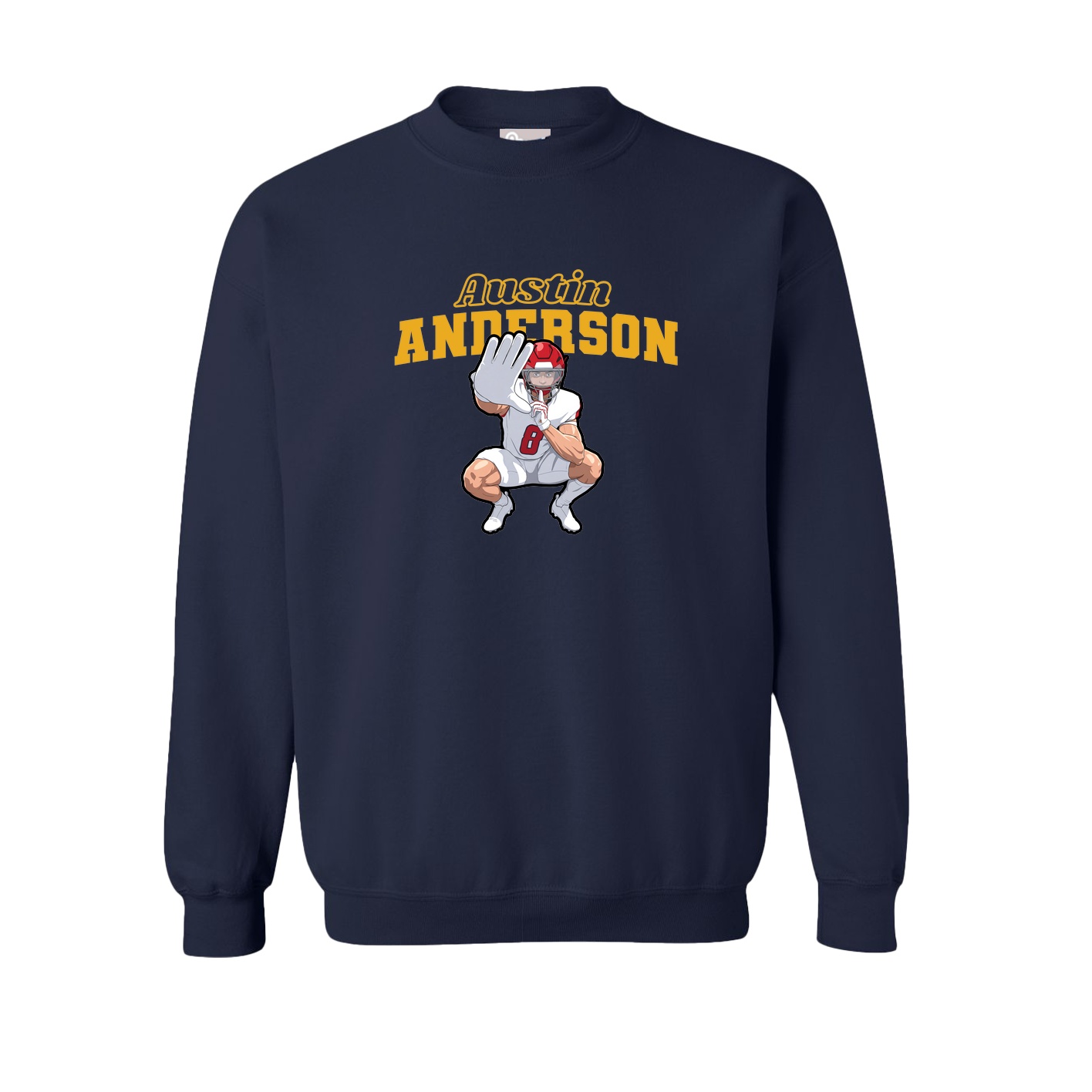 Fleece Crew — Name Arch in Navy