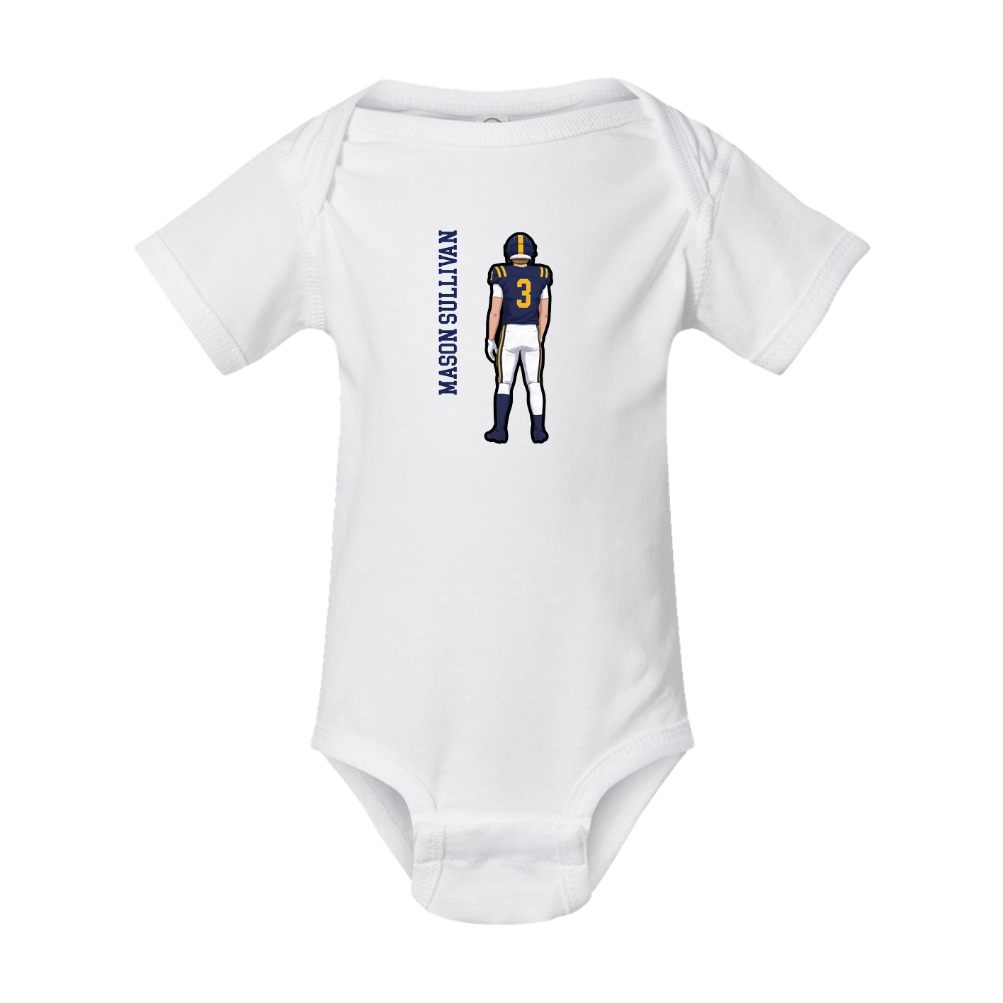 Baby Onesie — Name Vertical in White