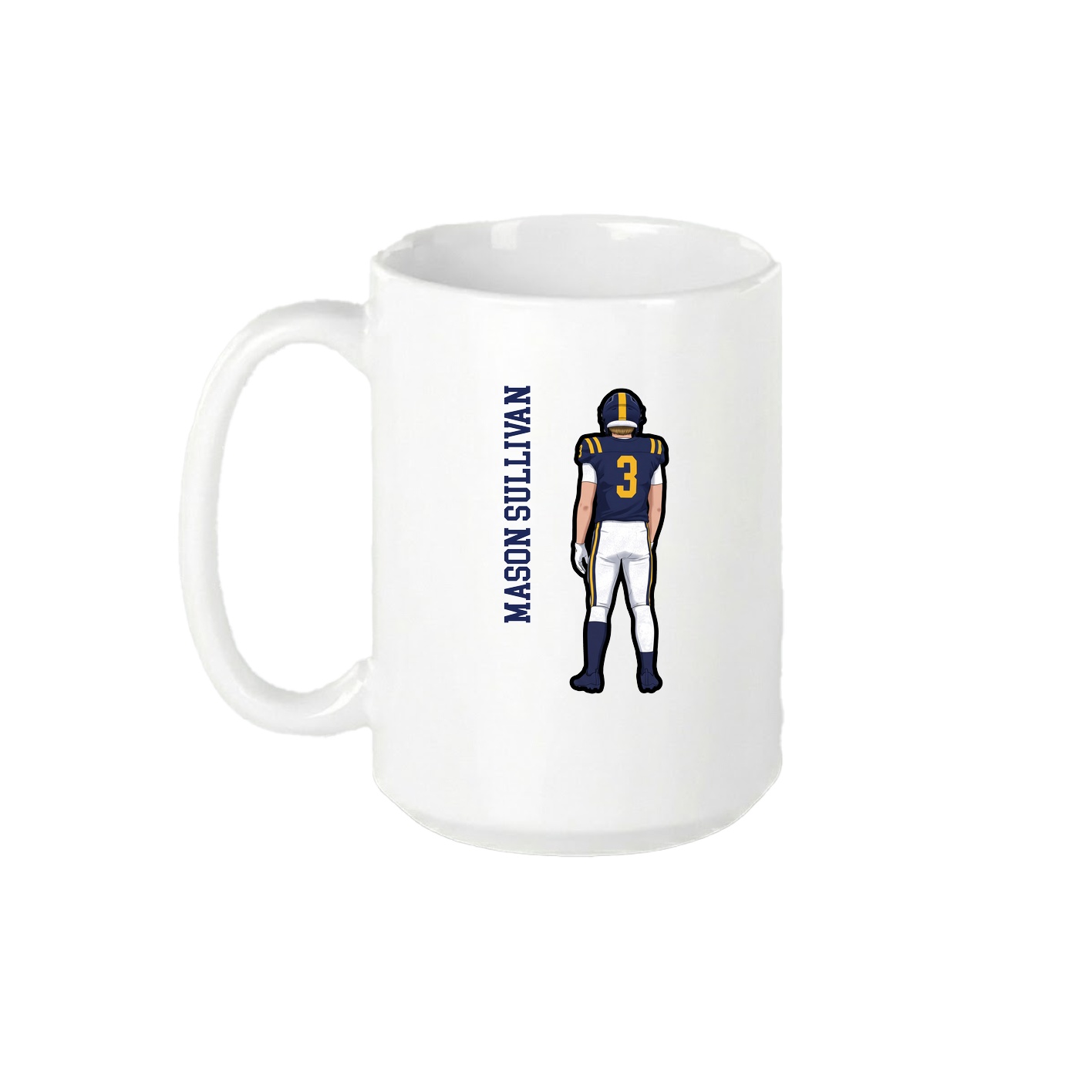 15oz Coffee Mug — Name Vertical in White