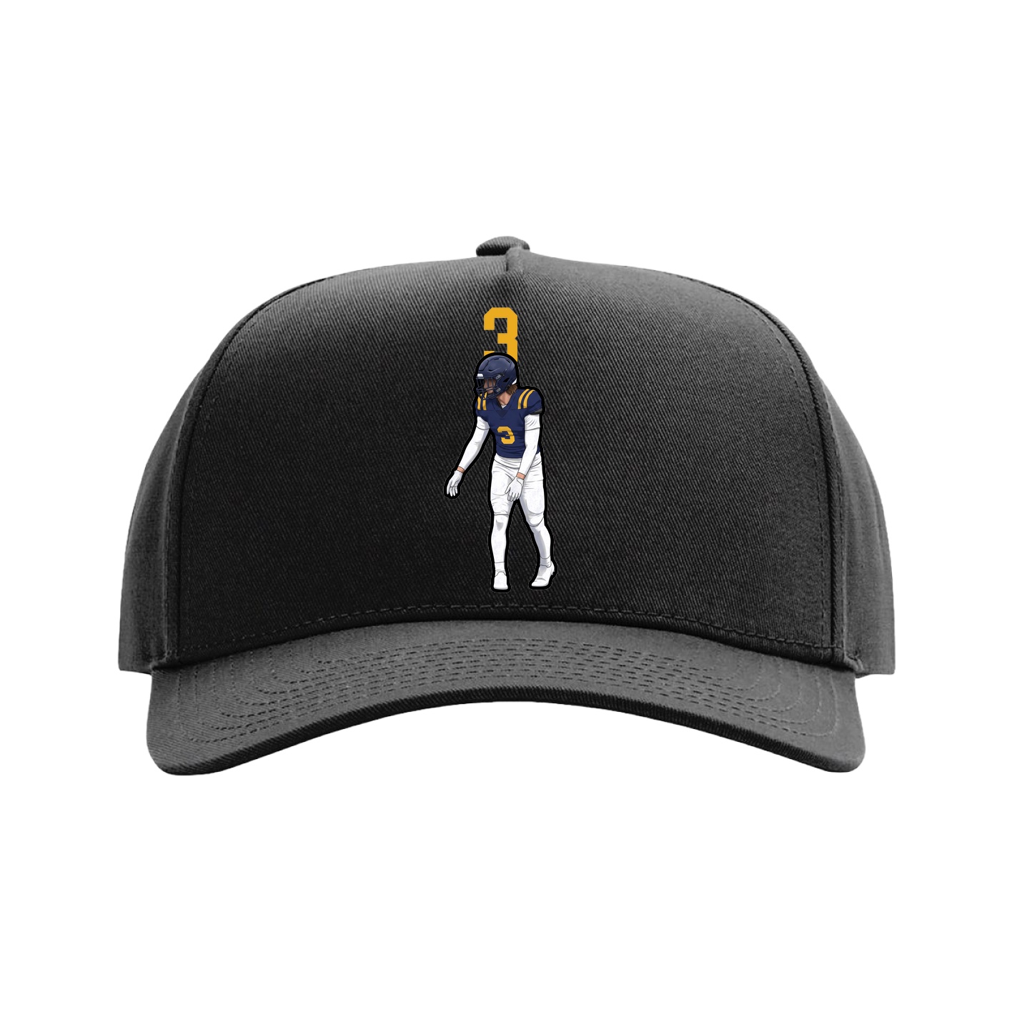 Full Fabric Five-Panel Champ Cap — Number Top in Black