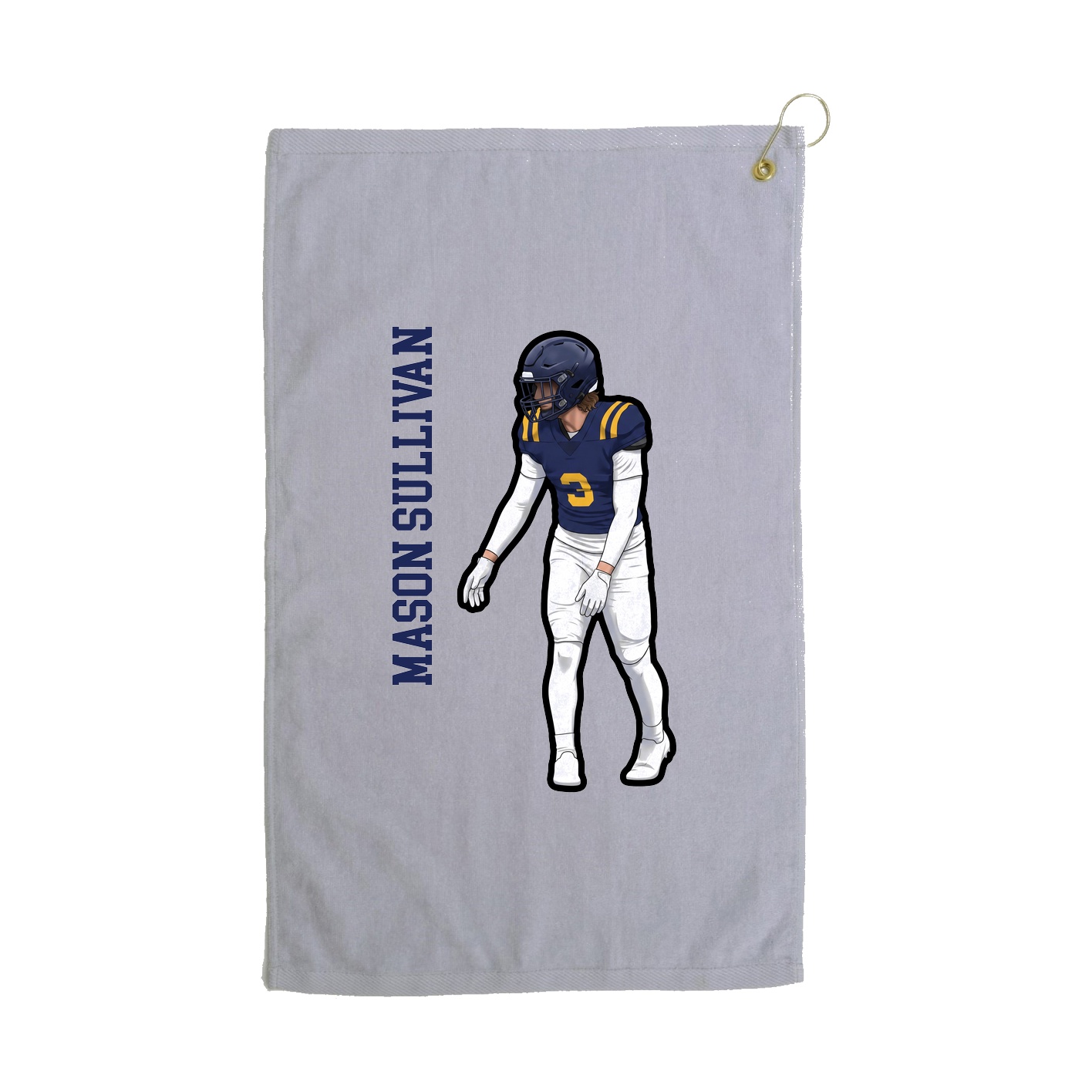 Golf Towel — Name Vertical in Grey