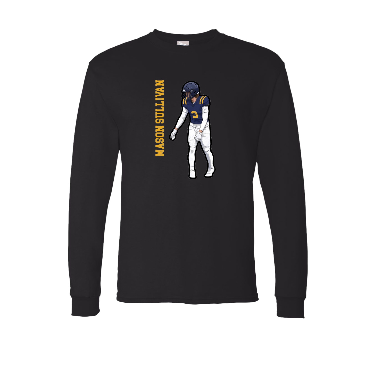Long Sleeve Tee — Name Vertical in Black