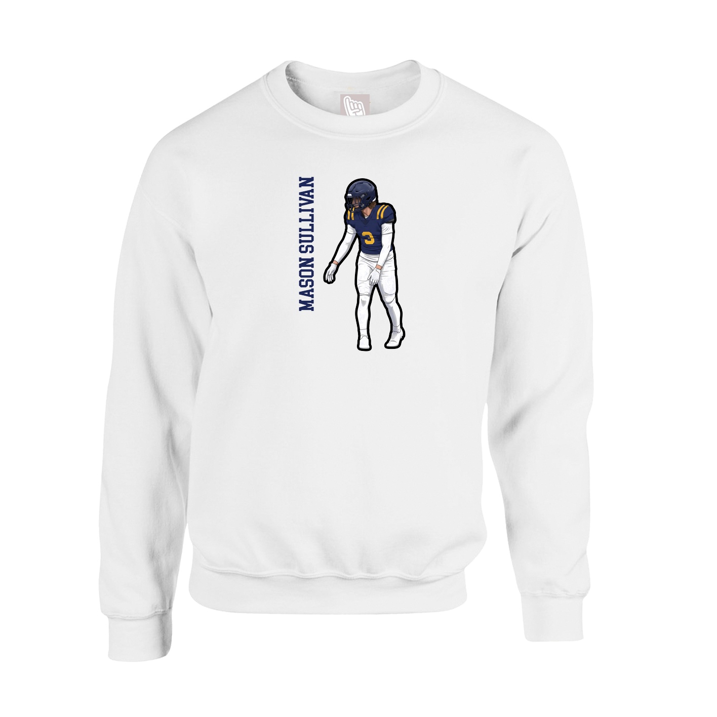 Fleece Crew — Name Vertical in White