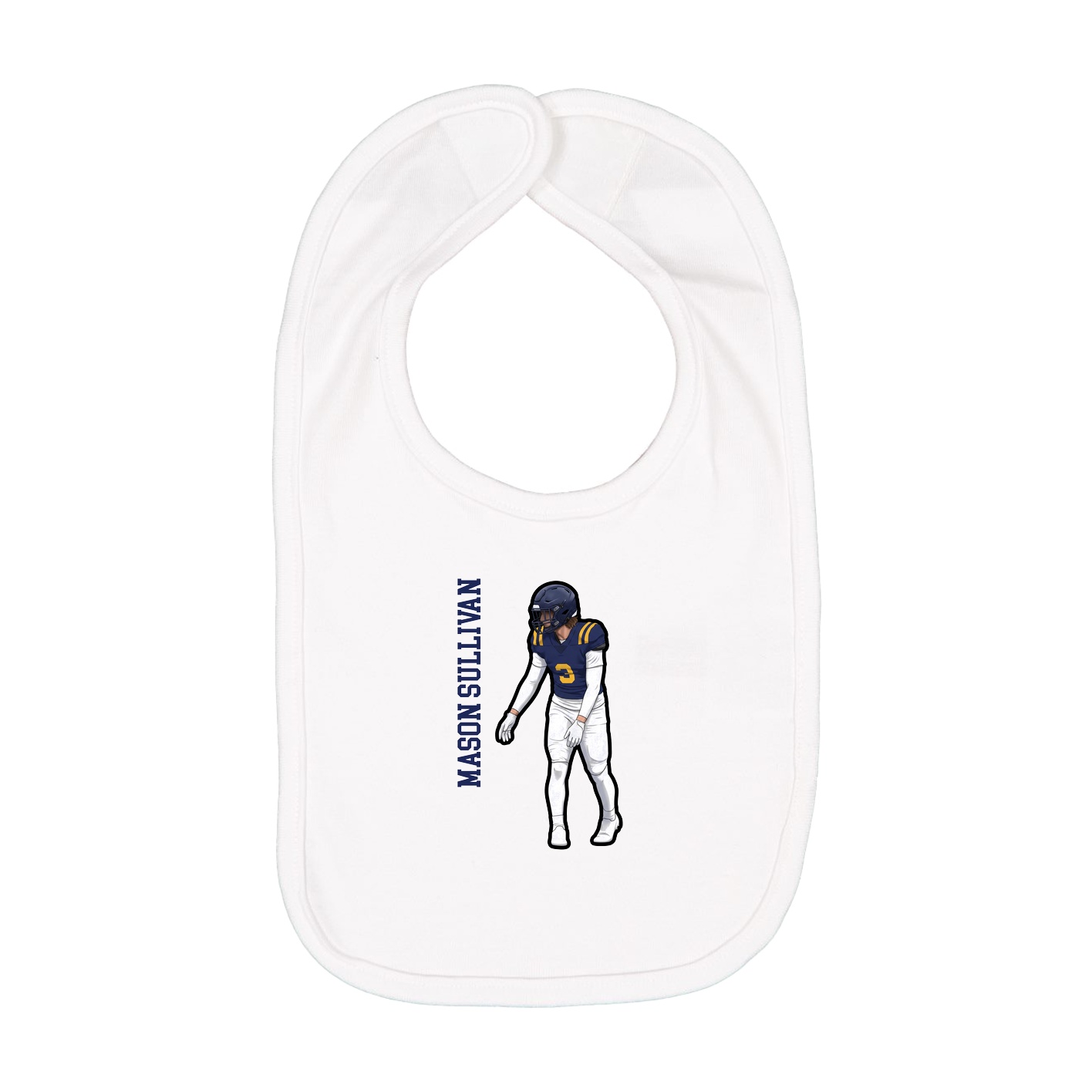 Infant Bib — Name Vertical in White