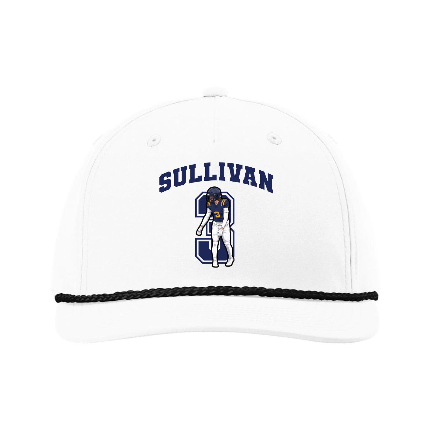 Five-Panel Classic Rope Cap — Number in White