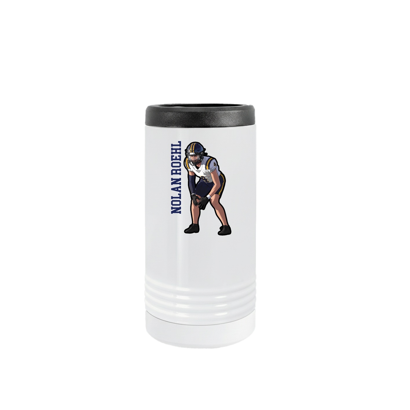 Slim Beverage Holder — Name Vertical in White