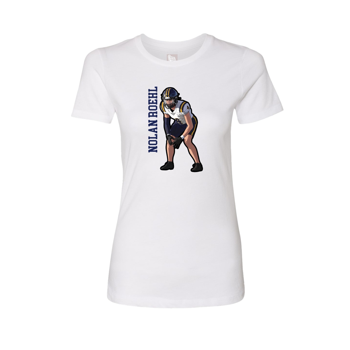Fitted Women's Tee — Name Vertical in White