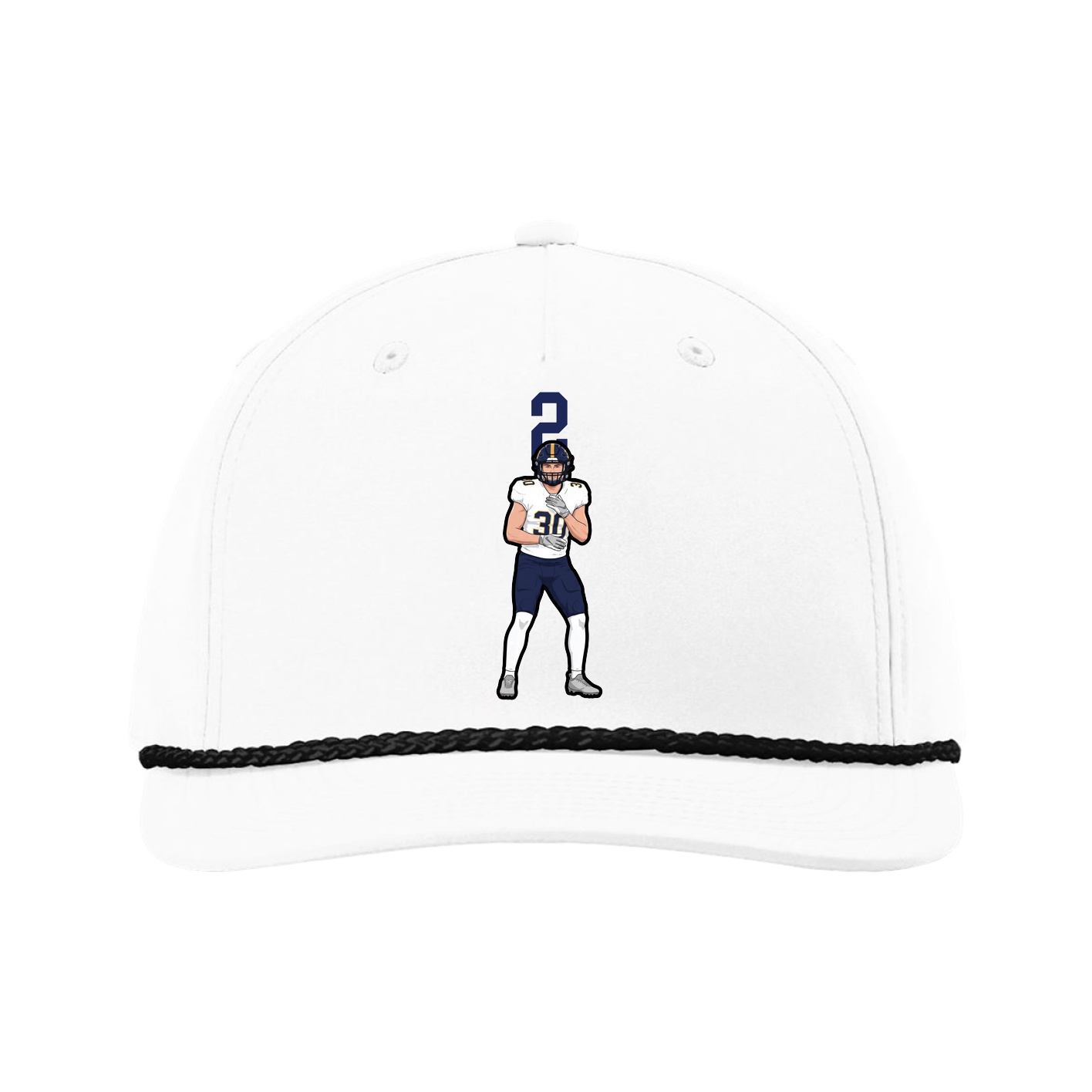 Five-Panel Classic Rope Cap — Number Top in White