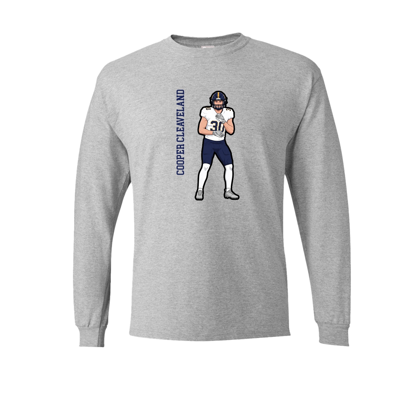 Long Sleeve Tee — Name Vertical in Grey