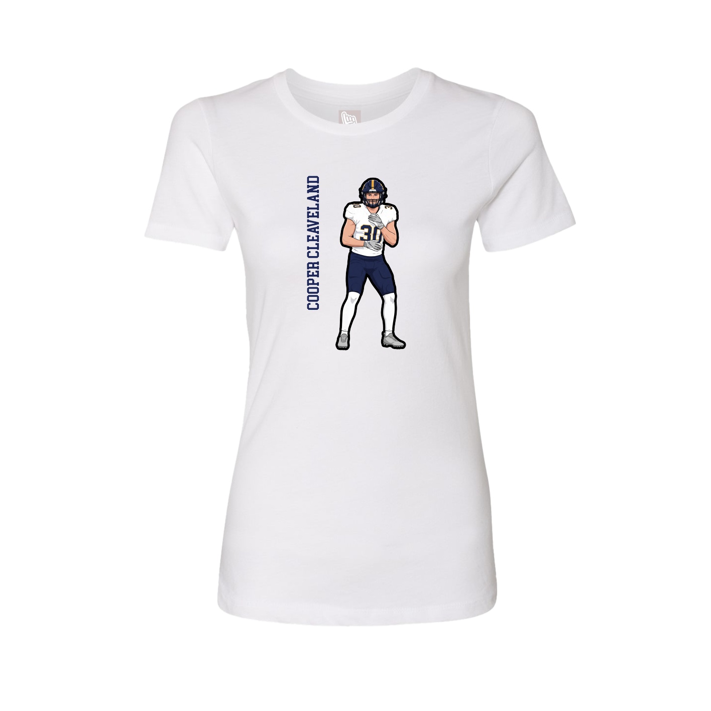 Fitted Women's Tee — Name Vertical in White