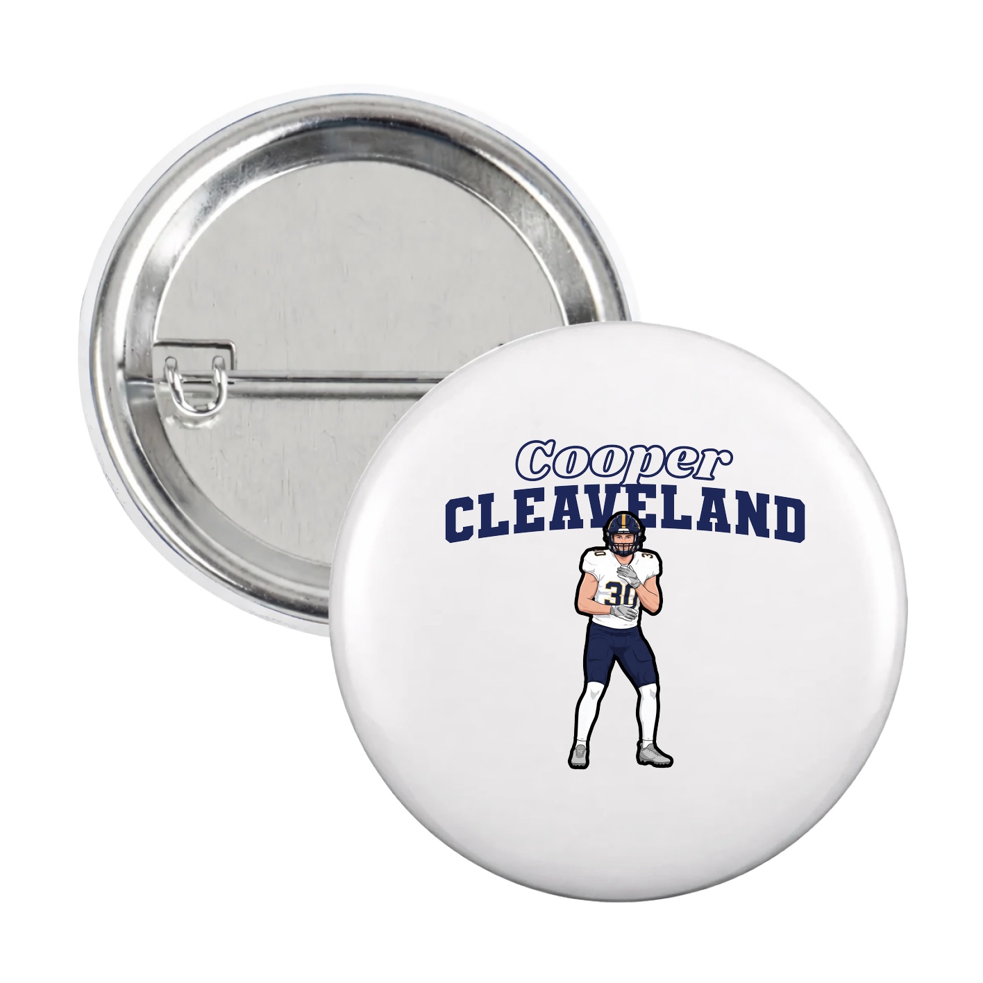 Game Day Button — Name Arch in White