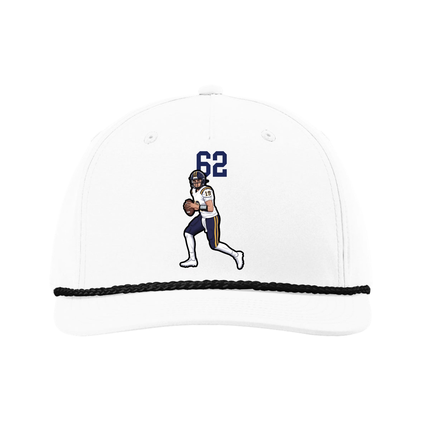 Five-Panel Classic Rope Cap — Number Top in White