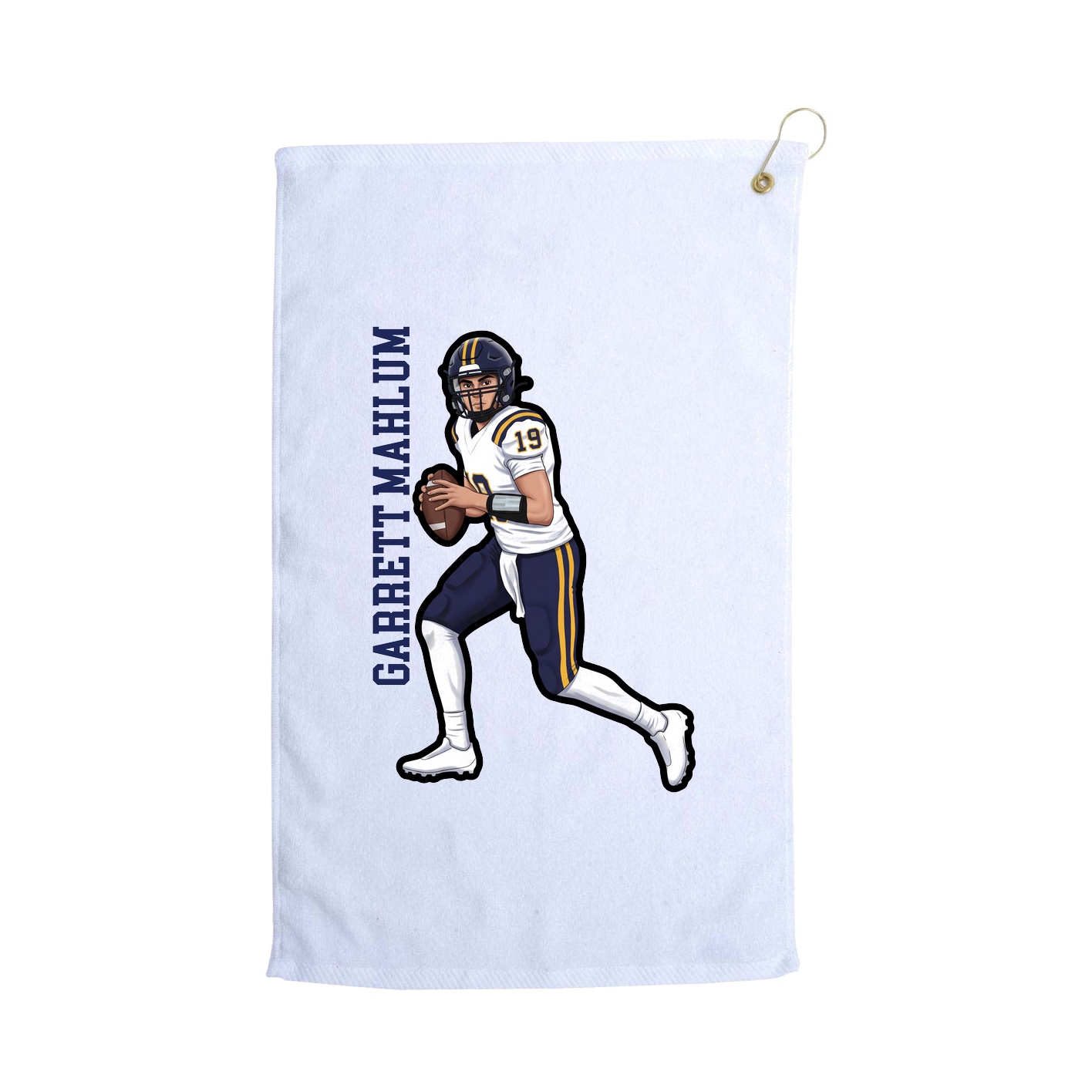 Golf Towel — Name Vertical in White