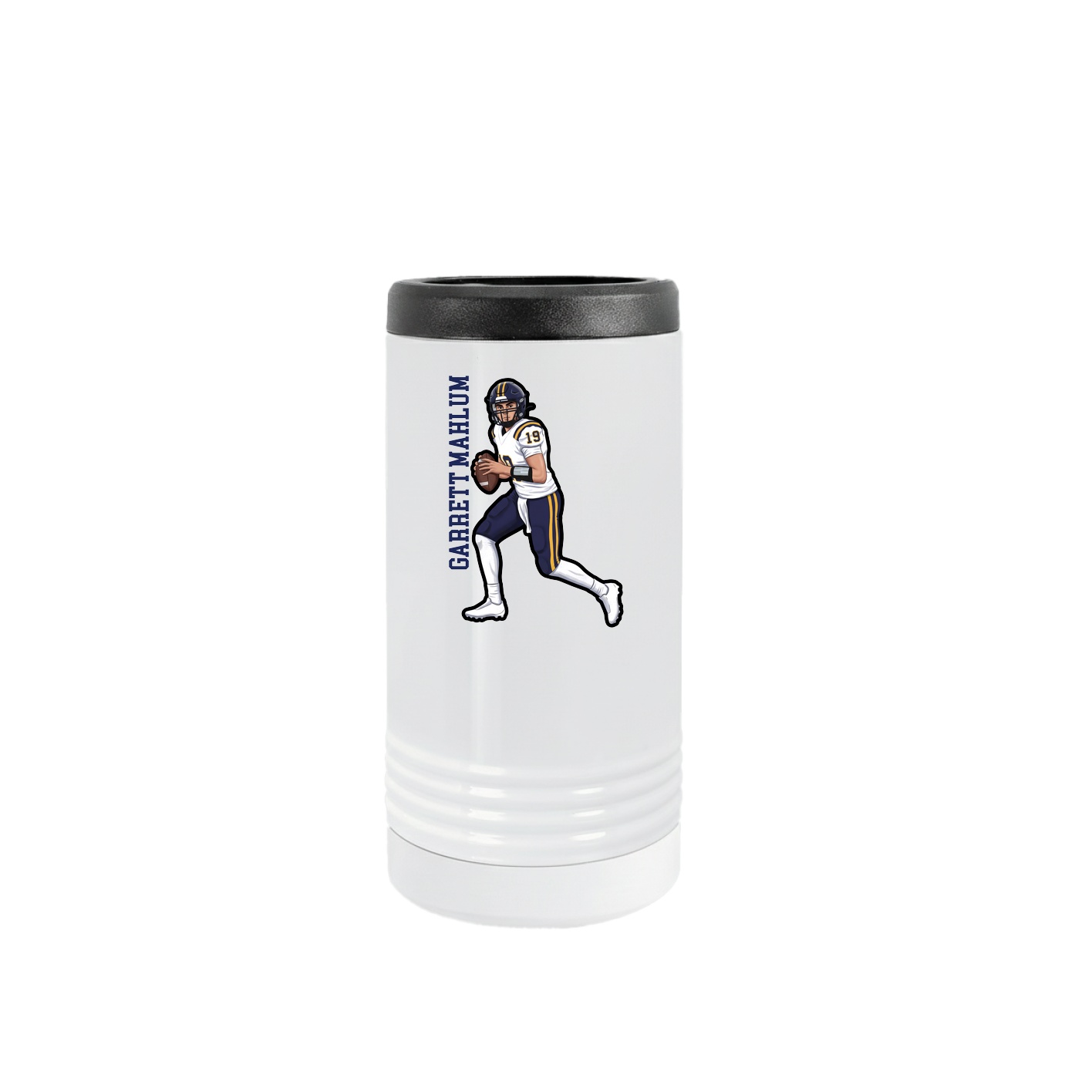 Slim Beverage Holder — Name Vertical in White