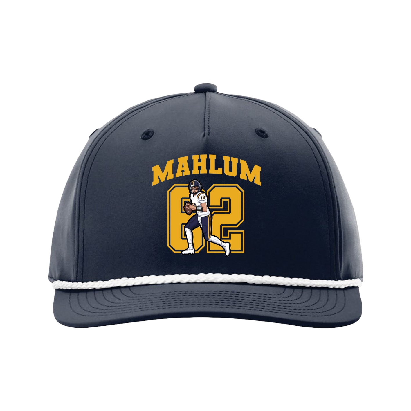 Five-Panel Classic Rope Cap — Number in Navy