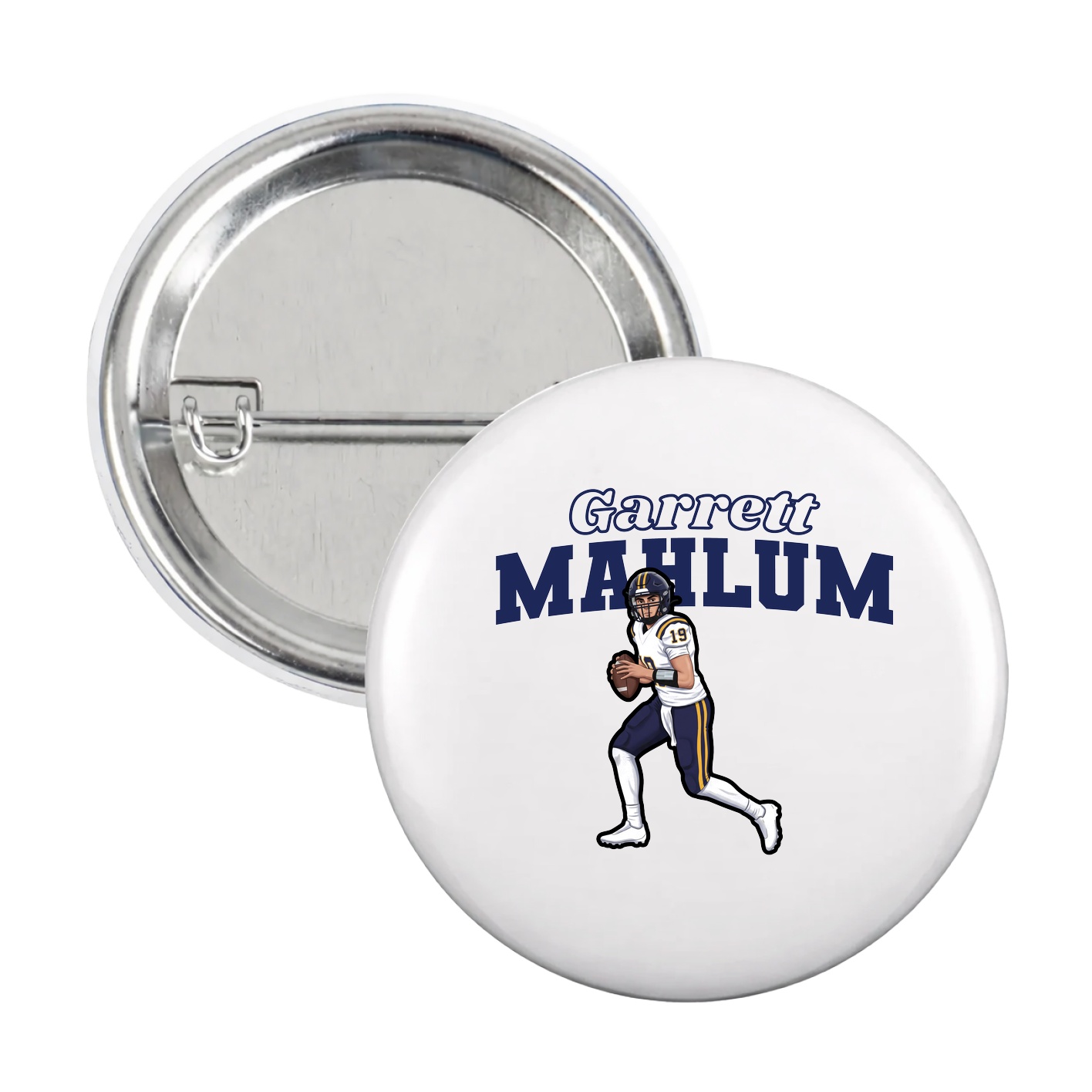 Game Day Button — Name Arch in White