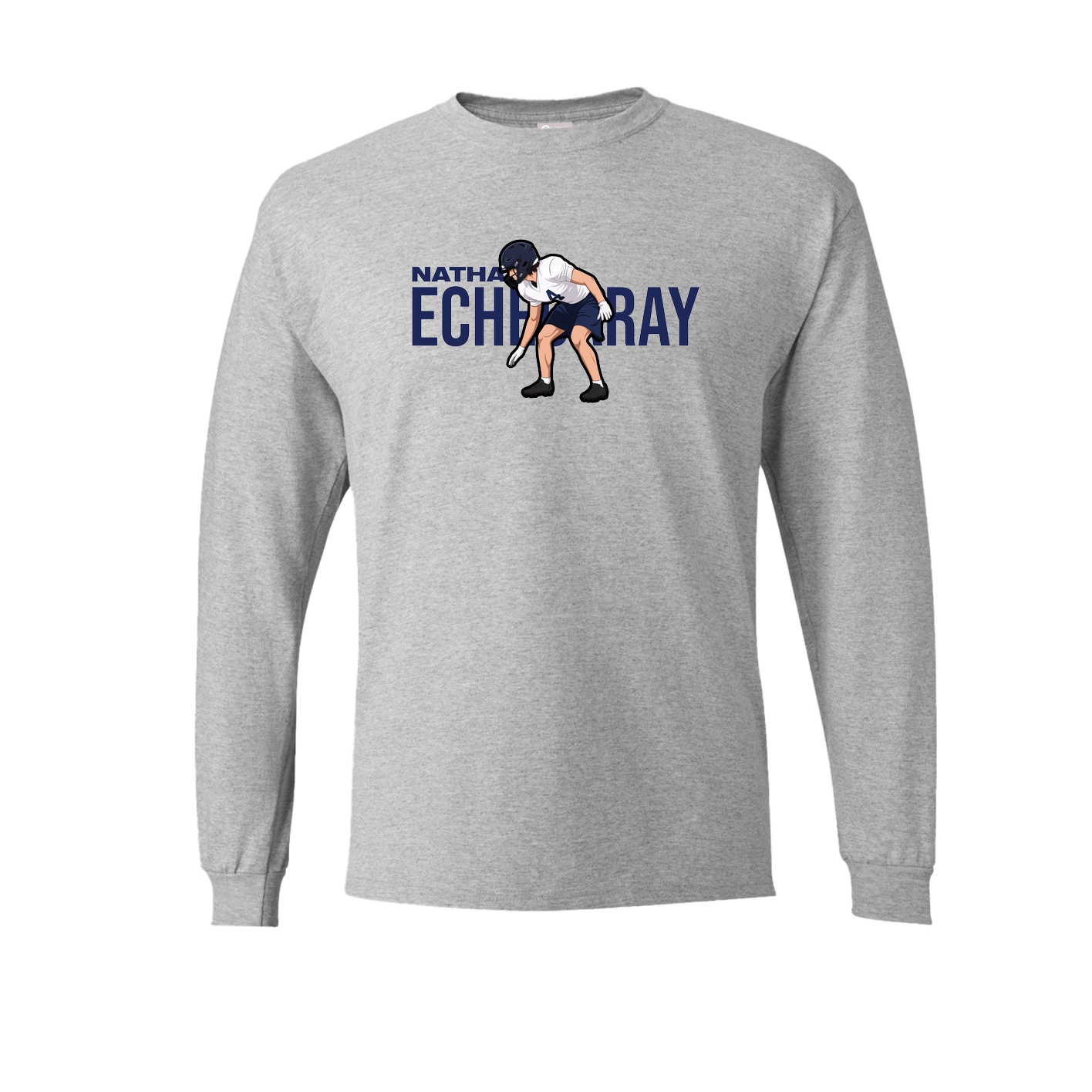 Long Sleeve Tee — Player Name in Grey