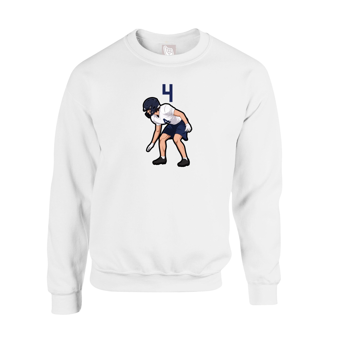 Fleece Crew — Number Top in White