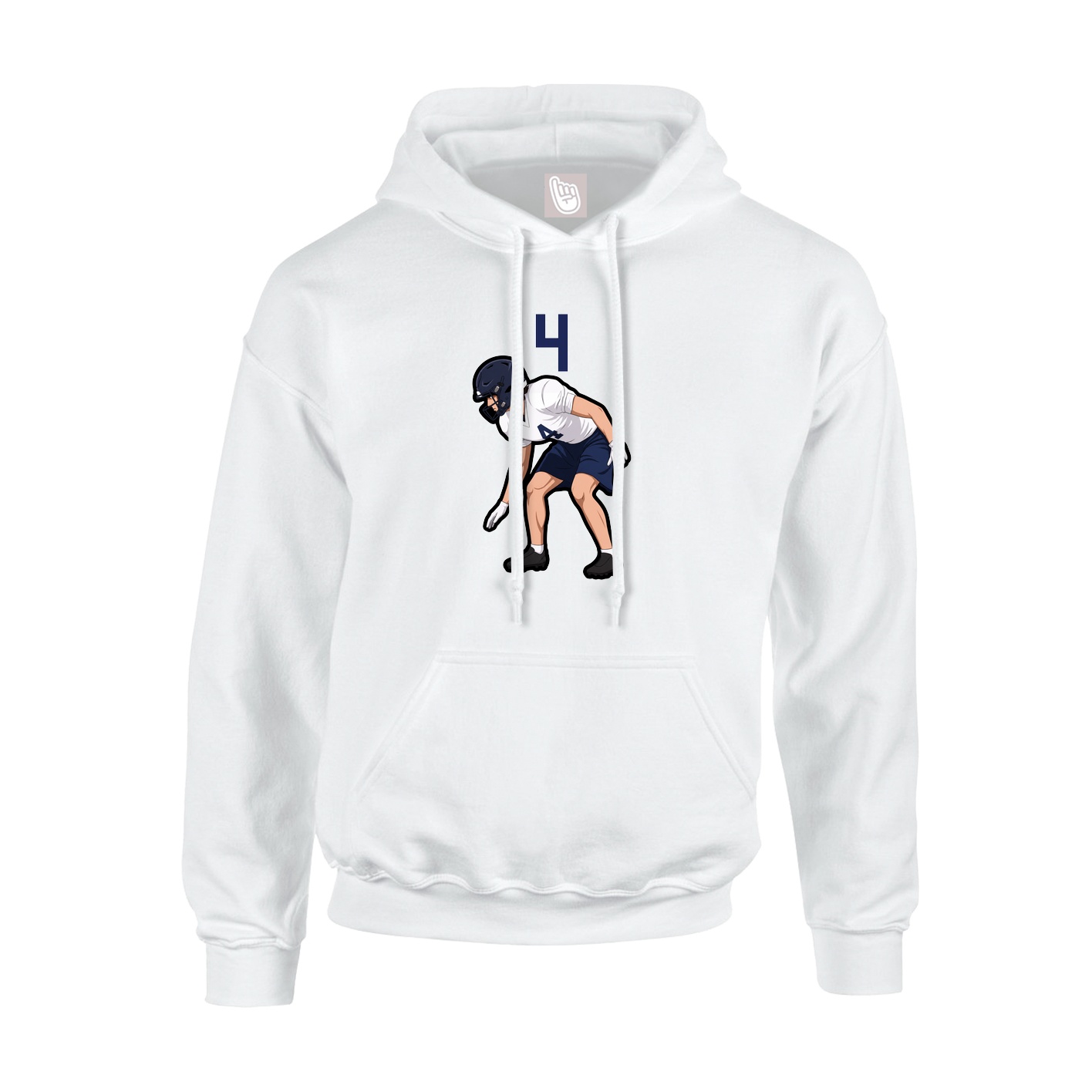 Youth Hoodie — Number Top in White