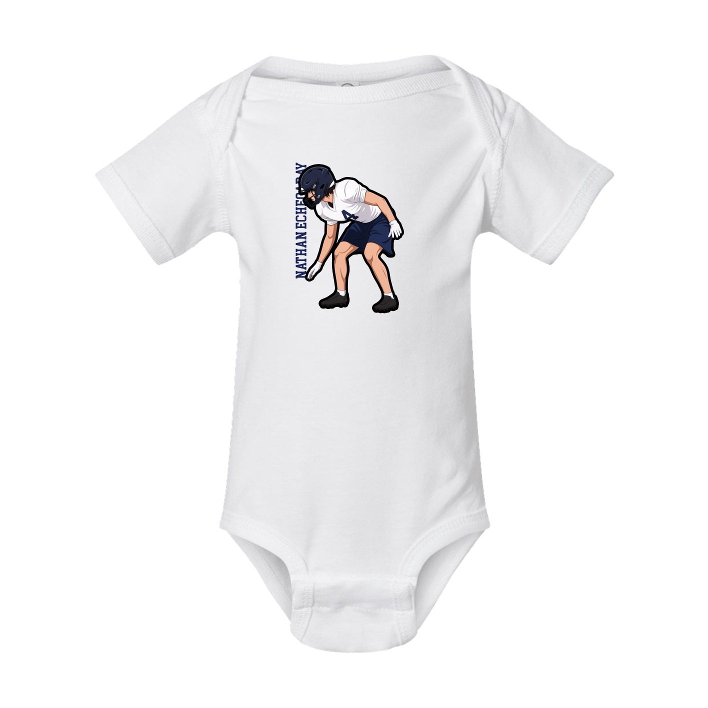 Baby Onesie — Name Vertical in White