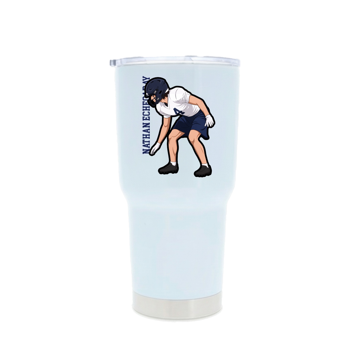 30oz Stainless Steel Tumbler — Name Vertical in White